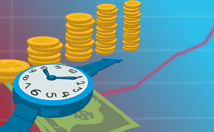 a money and watch illustration