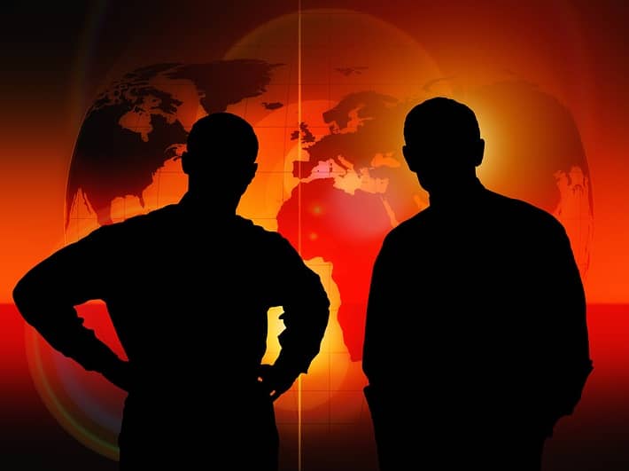 shadow image of two man